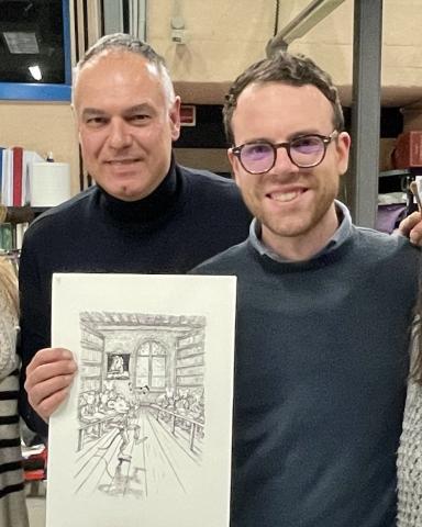 Da sinistra l'artista Stefano Vanni e l'Assessore alla Cultura Federico Vaccarini