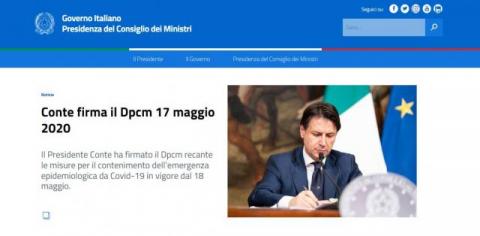 Conte firma il Dpcm 17 maggio 2020