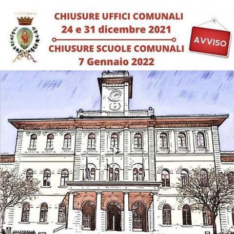 Uffici comunali chiusi il 24 e 31 dicembre 2021