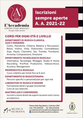 Manifesto Scuola di Musica L'Accademia A.A. 2021-22