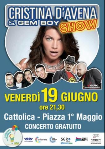 Cristina D'Avena e GemBoy in concerto venerdì 19 giugno in Piazza Primo Maggio dalle ore 21.30 alle ore 23.30
