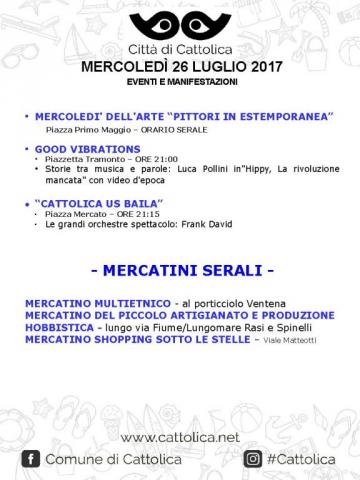 MERCOLEDÌ 26 LUGLIO 2017 - Eventi e Manifestazioni