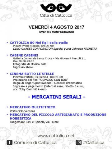 VENERDI' 4 AGOSTO - EVENTI E MANIFESTAZIONI