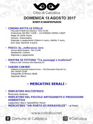 DOMENICA 13 AGOSTO - EVENTI E MANIFESTAZIONI