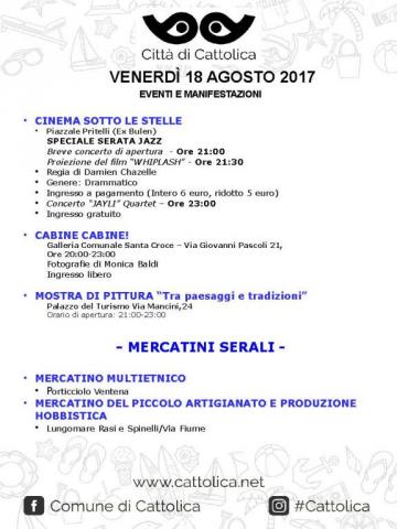 VENERDÌ 18 AGOSTO - EVENTI E MANIFESTAZIONI