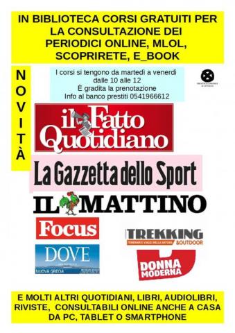 Novita' in Biblioteca. Postazione per consultazione online dei giornali