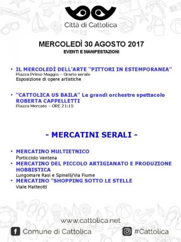 MERCOLEDÌ 30 AGOSTO - EVENTI E MANIFESTAZIONI