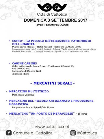 DOMENICA 3 SETTEMBRE - EVENTI E MANIFESTAZIONI