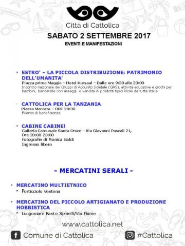 SABATO 2 SETTEMBRE - EVENTI E MANIFESTAZIONI