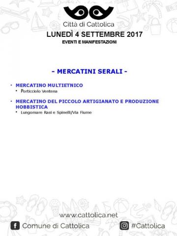 LUNEDI' 4 SETTEMBRE - EVENTI E MANIFESTAZIONI