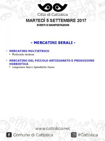 MARTEDI' 5 SETTEMBRE - EVENTI E MANIFESTAZIONI