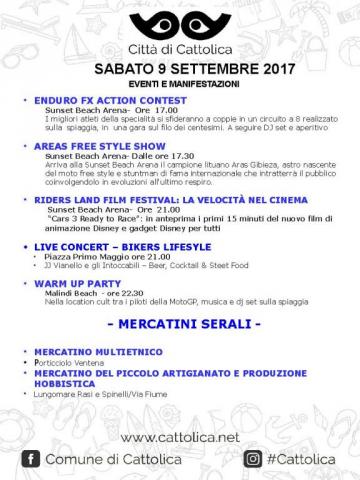 SABATO 9 SETTEMBRE - EVENTI E MANIFESTAZIONI