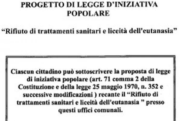 RACCOLTA DI FIRME PER UN PROGETTO DI LEGGE DI INIZIATIVA POPOLARE 