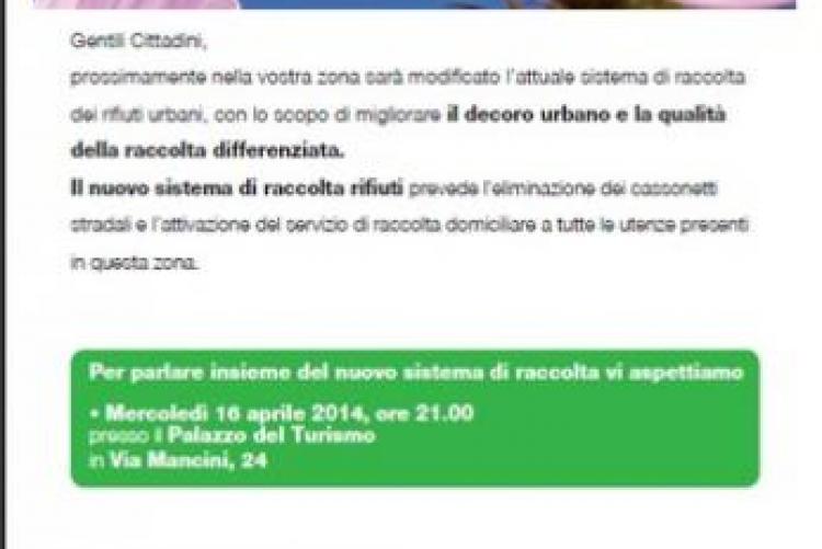 Mercoledi' 16 aprile alle ore 21,00 incontro al palazzo del turismo "Potenziamento raccolta porta a porta"