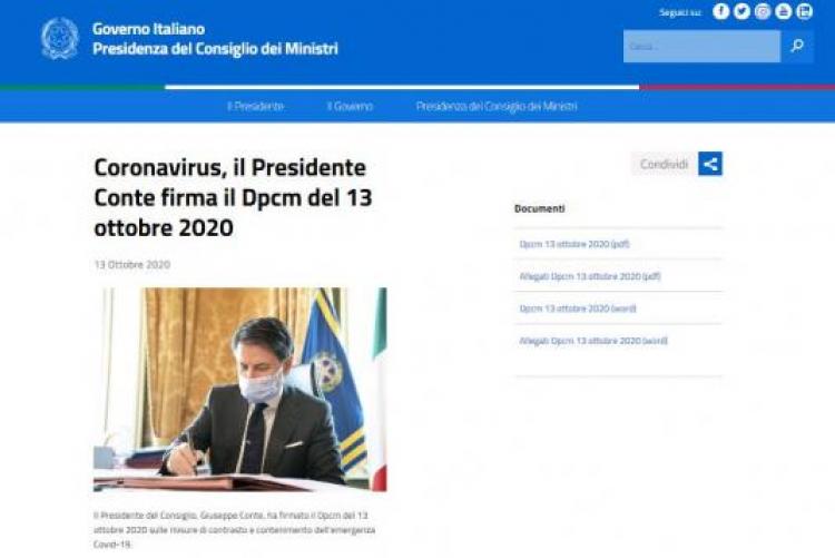 Il Presidente Conte ha firmato il Dpcm del 13 ottobre 2020