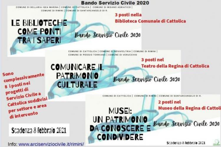 Bandi servizio civile - 8 posti ai servizi culturali del comune